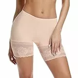 Joyshaper Unterhosen Damen mit Spitze Unter Rock Kurz Hose Anti Chafing Anti Scheuer Lace Leggings Radlerhose Unterziehhose Boxershorts Miederhose Miederslip Miederpants Nahtlose Unterwäsche Beige M