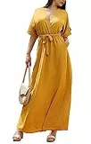 JOPHY & CO. Langes Kleid Casual mit V-Ausschnitt Code 7196, Senf, L