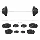 HOMCOM Hanteln Set 70kg Hantelset aus Stahl Kurzhanteln mit Verbindungsrohr Rutschfester Griff Langhanteln Workout Hantel Gewichte Dumbbell Set für Zuhause