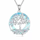 AOBOCO Baum des Lebens Halskette, 925 Sterling Silber Göttin Baum Anhänger mit Kristall von Austria, Schmuck Geschenke für Frauen (Mondstein)