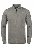 Blend BHNorman Herren Strickjacke Cardigan Feinstrick Pullover mit Stehkragen Reißverschluss Rippbündchen Baumwollmischung Regular fit, Größe:3XL, Farbe:Zink Mix (70815)