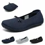 Geweo Barfuß Ballerinas Damen Elegant Bequem Flache Schuhe Slip On Barfußschuhe Ballerinas Frauen Leicht Atmungsaktiv Sommer Schuhe Loafer mit Memory Foam Einlegesohle und Runder Zehenbox Blau 40 EU