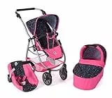 Bayer Chic 2000-640-84 Puppenwagen Emotion All In 2.0-3in1 Puppenwagen-Set bestehend aus Babywanne, Sportsitz und Autositz, Konfetti, pink