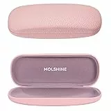 MOLSHIEN Brillenetui aus Hartschalen Leder,tragbares Brillentasche für Männer,Frauen,Mädchen,Reisen,Studium,Arbeit-(Rosa)