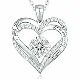 CDE Kette Damen 925 Sterling Silber Herz Anhänger Halskette für Frauen Schmuck Geburtstags Geschenk für Sie Freundin Weihnachten Valentinstag Muttertags