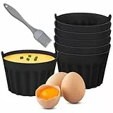 6 Stück Silikonform Heißluftfritteuse & Airfryer Eierform, Wiederverwendbar Muffinförmchen Backformen mit Ölbürste für Eier, Muffins, Pudding, Auflaufförmchen Zubehör auch für Backofen
