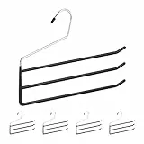 Relaxdays Hosenbügel mehrfach, 5er Set Mehrfachbügel, Metall, 3 Hosenstangen, offen, rutschfest, Hosen & Röcke, schwarz