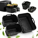 Airfryer Zubehör für Ninja AF400EU/DZ400EU 9.5L, 3 Stück Faltbar Silikonform Heißluftfritteuse Zubehör für Ninja Foodi Max Dual Zone AF400EU Wiederverwendba Auflaufform Einsatz anstelle Backpapier