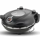 Klaif Elektrischer Pizzaofen, 420 °C, 1200 Watt, 5 Temperaturstufen separat einstellbar, Platte aus feuerfestem Stein mit 31 cm