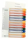 Leitz Register für A4, PC-beschriftbares Deckblatt und 12 Trennblätter, Taben mit Zahlenaufdruck 1-12, Überbreite, Weiß/Mehrfarbig, Polypropylen, 12940000