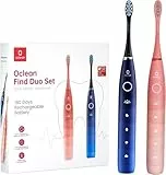 Oclean Find Duo Set Elektrische Zahnbürste, 2er Electric Toothbrush mit 5 Modi, Schallzahnbürste mit 180 Tage Akkulaufzeit, Wasserdicht nach IPX7- Pink & blau