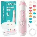 COSLUS C52 Baby Nail File Electric: Fünf Gänge mit LED Sanfter Leuchten 6 Schleifköpfe, geeignet für Babys und Erwachsene