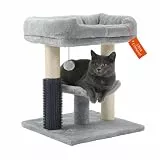 Kleiner Kratzbaum kompakt 49 cm – Katzenkratzbaum klein für Jede Wohnung | Katzenkratzbaum mit Sisal-Kratzsäulen, Kuschelbett & Spielball – Stabiler Katzenbaum von BOUCHABEL