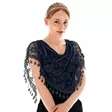 MAIRY Halstuch Damen Frühling Spitzen Mantilla Schal Schleier Tüll Stola Schwarz Weiß Für Damen Kirche Messe Kapelle Katholisch Braut Brautjungfer DE148002
