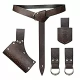 HiiFeuer 5 Stück Mittelalter Gürtel Kostüm Zubehör Renaissance Rock Wanderung Wikinger Horn Gürtel Holster Dolch Holster Schwert Frosch (Braun A)