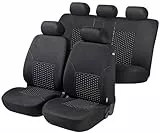 WALSER 11939 Auto Sitzbezüge Set, Auto Schonbezüge Dotspot Premium Komplettset, 2 Vordersitzbezüge, 1 Rücksitzbezug in Schwarz/Grau