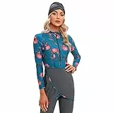 IBTOM CASTLE Muslimische Badeanzug Damen, Burkini Muslim, Ganzkörper, Hijab, Bescheidene Modest Swimwear Langarm Top+Hosen+Hijab 3 Stücke Set Grau+Blume02 L