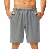 Wayleb Jogginghose Herren Kurz Atmungsaktiv Shorts Joggen Sommer Kurzhose Sporthose Sweathose, Hellgrau, L