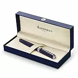 Waterman Exception Füller (Modell „Slim“) | blau mit Silber-plattiertem Clip | Füllfederhalter mit feiner Feder und blauer Tinte | Geschenkbox