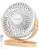 SWEETFULL Tischventilator, kleiner USB-Schreibtischventilator, leise, 3 Geschwindigkeiten, tragbarer persönlicher Schreibtischventilator, Dual-360°-Einstellung, Mini-Ventilator, leiser Betrieb für
