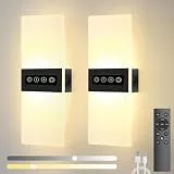 VOMI Akku Wandleuchte mit Fernbedienung, LED Wandleuchte Kabellos Innen Dimmbar USB Aufladbar Magnetische Wandlampe Ohne Stromanschluss mit Touch Control Helligkeit Farbtemperatur für Schlafzimmer