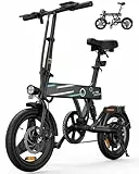 Finbike Klapprad E-Bike 14 Zoll, 250W Hochleistungsmotor, 7.8Ah Akku, 3h Schnellladung, 45km Reichweite, Elektro klapprad für 3 Fahrradmodi, Foldable Electric Bike für Erwachsene