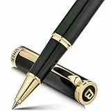 BEILUNER Hochwertiger Tintenroller mit Echtvergoldung - Professioneller Kugelschreiber mit schwarzer Schneider 850 Mine - Geschenkbox - Luxus Schreibgerät für Business & Geschenkanlässe(Schwarz)