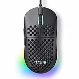 TMKB M1se Gaming Maus mit 12800 DPI Optischer Sensor,6 Programmierbare Tasten Wabenmaus,Anpassbares RGB Computer Mouse,Schleppfreies Paracord,Ergonomische für Windows PC MAC-Schwarz