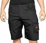 ACE Constructor Herren-Arbeitshose kurz - Männer-Arbeitshosen mit Cargo-Taschen & Stretch-Bund für den Sommer - Schwarz - 48