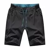 JustSun Kurze Hosen Herren Shorts Sommer Sport Sporthose Jogginghose Herren Kurz Trainingshose Männer Schnell Trocknend Laufshorts Sweatshorts Leicht mit Reißverschluss Schwarz M