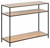 AC Design Furniture Jörn rechteckiger Konsolentisch mit 2 Ablagen, Ablagen aus Wildeiche und schwarzem Metallrahmen, vielseitige Wohnzimmermöbel, kleine Raummöbel, Ordnung Home Office