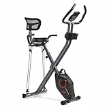 Sunny Health & Fitness Faltbares magnetisches stationäres Trainingsgerät X-Bike Pro, 135 kg Kapazität, geringe Belastung, 14-stufiger Widerstand, ergonomische Unterstützung, SunnyFit®-App, verbesserte