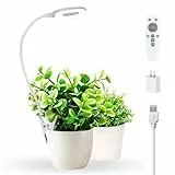 Pflanzenlampe LED Vollspektrum für Wachstumslampe - Grow Lampe 10W USB Pflanzenlicht Kleine Pflanzen mit Auto 4/8/12h Timer,10 Helligkeitsstufen, 3 Lichtmodi, 360° Schwanenhals, Clip & Erdspieß