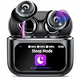 VEKJ Mini Schlafkopfhörer mit Touchscreen, 2025 Neue in Ear Kopfhörer Kabellos mit ENC Noise Cancelling, IPX7 Ohrhörer Schwarz