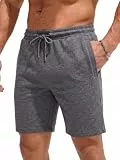 COMEOR Shorts Herren mit Reißverschluss - Baumwolle Kurze Hosen, Sporthose Kurz Männer Bermuda Jogginghose, Laufshorts Sommer Trainingshose (Dunkelgrau, L)