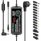 24V 5A 120W Universal Netzteil, AC to DC 3V-24V Adapter Verstellbarer Netzadapter mit LED Spannungsanzeige und 14 Spitzen, inkl Micro-USB Stecker, für 3V-24V Haushaltselektronik, DC Motor, 5000mA Max