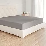Amazon Basics Spannbettlaken, 200 x 200 x 30 cm, Mikrofaser, Spannbetttuch - Matratzenhöhe bis 30 cm, Dunkelgrau