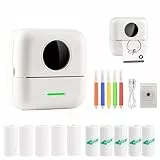 PRINHSJI Mini-Drucker, Thermo-Aufkleberdrucker mit 11 Rollen Thermopapier und Aufkleber für iOS und Android, tragbarer Bluetooth-Taschendrucker für Lernnotizen, Bilder, Heimwerken, Etiketten