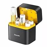 8xAA Wiederaufladbare Lithium Akkus mit Ladegerät, 3600mWh Hohe Kapazität 1.5V AA Batterien, Lang anhaltende wiederaufladbare AA Li-ion Batterie mit Integrierter Charing Aufbewahrungsbox