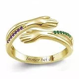 925 Sterlingsilber 10K 14K 18K Echtgold Umarmungsringe für Damen Personalisiert Geburtsstein Inspirierend Ermutigend Umarmende Hände Offener Ring für Damen Herren Personalisierter Schmuck Muttertagsge
