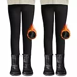 DDOBB 2er Pack Thermo Leggings Mädchen Gefütterte Winter Leggins Mit Fleece Kinder High Waist Thermounterwäsche Dicke Warm Lange Hose für Alltag(Schwarz*2, XXL=(152-164))