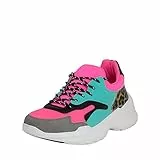 Fitters Footwear That Fits Damen Sneaker Madeleine Lederimitat Moderner Sneaker mit Leo-Print Übergröße (44 EU, pink)