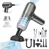 MECO ELEVERDE 4-in-1 Handstaubsauger Akku, Elektrische Staubgebläse 130000U/min 3-Gang Auto Staubsauger mit Bürstenloser Motor und LED-Licht, Tastatursauger Druckluftspray für PC, Sofa, Auto (Grau)