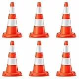 Wiltec Verkehrskegel 50 cm hoch 6 Stück, Leitkegel zum Absichern, Pylon reflektierend, Warnkegel aus robustem PVC für Baustellen