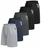 BOOJO 5er Pack Sporthose Herren Kurz Sport Shorts mit Taschen Schnell Trocknend Trainingshose Jogginghose Laufhose für Gym Basketball(Schwarz*2/Dunkelgrau/Dunkelblau/Hellgrau,XL)