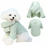 Kunyeah Warmer Hundemantel mit Schal Haustier Baumwolle kaltes Wetter Outfit dicken Welpen Kleidung Karierten Muster Haustier Schnee Jacke Katze Winter Herbst Overall (Grün, M)