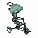 GLOBBER Explorer Trike Foldable 4in1 - Oliv grün - Dreirad, Laufrad und Kinderwagen in 10/8,5 Zoll - TPR-Sitz - höhenverstellbares Kinderfahrzeug