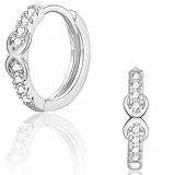 CERSLIMO Ohrringe Unendlichkeitszeichen, Creolen Infinity 12mm Silber 925 AAA Zirkonia Unendlich Silberohrringe Schmuck Unendlichkeit Geschenke
