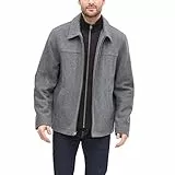 Dockers Herren Jacke aus Wollmischung mit Offenem Boden und Gestepptem Mantel aus Wollmischgewebe, Hellgrau/Softshell Lätzchen, Small
