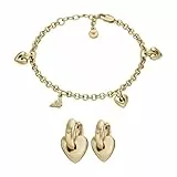 Emporio Armani Damen Goldfarbener Messing Armband und Ohrringe, Set